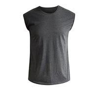 Tee Shirt Homme Grande Taille Col Rond, T Shirt Sport Homme sans Manches Couleur Unie Comfortable Décontracté D'été Top Ample Simple Classiques Doux De Tous Les Jours Passe-Partout Haut Nouveaux