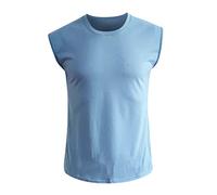 Tee Shirt Homme Grande Taille Col Rond, T Shirt Sport Homme sans Manches Couleur Unie Comfortable Décontracté D'été Top Ample Simple Classiques Doux De Tous Les Jours Passe-Partout Haut Nouveaux