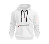 Tee Shirt Homme Grande Taille Hoodie Manche Laine Pull de Marque Militaire Pilou Hiver Bonnet Personnalisable Lot Polaire Hiver Chaud Coton Sweat À Capuche Homme Blanc S