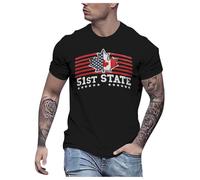 Tee Shirt Homme Grande Taille T-Shirt Homme ÉTat 51 AméRique Canada Design Manches Courtes Coton Confortable DéContracté Style Unique Mode Masculine