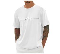 Tee Shirt Homme Grande Taille- T-Shirts à Manches Courtes Col Rond Imprimé Motif Lettres Décontracté Comfortable Top Élasticité Ample Chic De Tous Les Jours Simple Passe-Partout Doux Haut