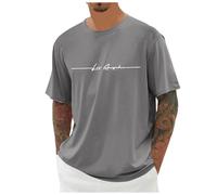 Tee Shirt Homme Grande Taille- T-Shirts à Manches Courtes Col Rond Imprimé Motif Lettres Décontracté Confortable Top Coupe Ample Élasticité Chic De Tous Les Jours Passe-Partout Streetwear Haut