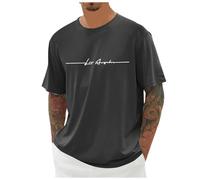 Tee Shirt Homme Grande Taille- T-Shirts à Manches Courtes Col Rond Imprimé Motif Lettres Décontracté Comfortable Top Élasticité Ample Chic De Tous Les Jours Simple Passe-Partout Doux Haut