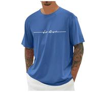 Tee Shirt Homme Grande Taille- T-Shirts à Manches Courtes Col Rond Imprimé Motif Lettres Décontracté Comfortable Top Élasticité Ample Chic De Tous Les Jours Simple Passe-Partout Doux Haut