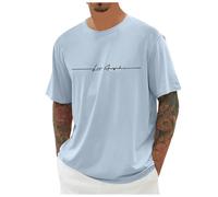 Tee Shirt Homme Grande Taille- T-Shirts à Manches Courtes Col Rond Imprimé Motif Lettres Décontracté Comfortable Top Élasticité Ample Chic De Tous Les Jours Simple Passe-Partout Doux Haut