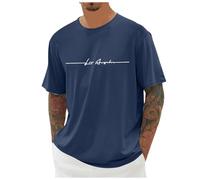 Tee Shirt Homme Grande Taille- T-Shirts à Manches Courtes Col Rond Imprimé Motif Lettres Décontracté Comfortable Top Élasticité Ample Chic De Tous Les Jours Simple Passe-Partout Doux Haut