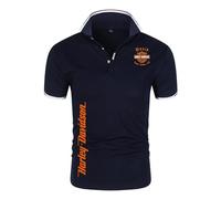 Tee Shirt Homme Har.ley, Tennis Golf Sport Po.lo Tshirt Respirant, Tee Shirt Tees de Fitness Football Jogging, Polo chemise(Navy Blue,M)