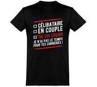 Tee-shirt homme humoristique - Otshirt - Célibataire en couple taï chi chuan - 100% coton, 185gr - Noir S