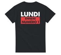Tee Shirt Homme Humour Lundi Ennemi numéro 1 - Tee Shirt Fete ou Anniversaire - Tshirt Drole - idée Cadeau Homme