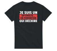 Tee Shirt Homme Humour Optimiste en Formation - Tee Shirt Fete ou Anniversaire - Tshirt Drole - idée Cadeau Homme