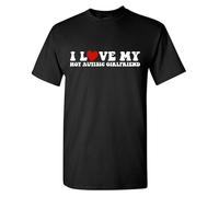 Tee-Shirt Homme J'Aime Ma Copine Autiste Canon Tee | Manches Courtes Coton Elastique Hauts à Manches Courtes pour Vacances Plage Été
