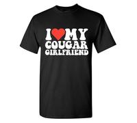 Tee-Shirt Homme J'Aime Ma Copine Cougar T-Shirt | Manches Courtes Décontracté Elastique Hauts à Manches Courtes pour Vacances Été Plage