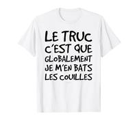 Tee Shirt Homme Manche Courte Humour Je M'en Bats Couilles T-Shirt