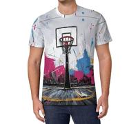 Tee Shirt Homme Manche Courte Maillot De Foot Imprimé Terrain De Basket De Rue Graffiti Tendance Boutique du Supporter T Shirt Sport Crewneck Respirant T-Shirt Unisexe Maille Cadeau Homme