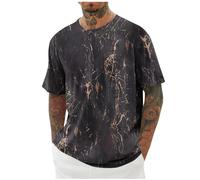 Tee Shirt Homme Manches Courtes Imprimé Plage T-Shirt Funky Tops Haut Décontracté Casual Tshirt Été Vêtements Hip-Hop Chemise Col Rond Chemises Hawaienne Vente Flash du Jour Et Soldes Noir 3XL