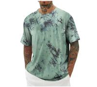 Tee Shirt Homme Manches Courtes Imprimé Plage T-Shirt Funky Tops Haut Décontracté Casual Tshirt Été Vêtements Hip-Hop Chemise Col Rond Chemises Hawaienne Soldes Vert XL