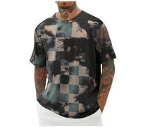 Tee Shirt Homme Manches Courtes Imprimé Plage T-Shirt Funky Tops Haut Décontracté Casual Tshirt Été Vêtements Hip-Hop Chemise Col Rond Chemises Hawaienne Soldes Gris 3XL