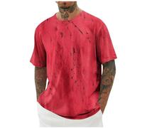 Tee Shirt Homme Manches Courtes Imprimé Plage T-Shirt Funky Tops Haut Décontracté Casual Tshirt Été Vêtements Hip-Hop Chemise Col Rond Chemises Hawaienne Mes Commandes Rouge 5XL