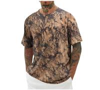 Tee Shirt Homme Manches Courtes Imprimé Plage T-Shirt Funky Tops Haut Décontracté Casual Tshirt Été Vêtements Hip-Hop Chemise Col Rond Chemises Hawaienne Mes Commandes en Cours de Livraison Brun 3XL