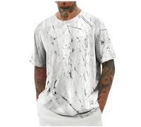 Tee Shirt Homme Manches Courtes Imprimé Plage T-Shirt Funky Tops Haut Décontracté Casual Tshirt Été Vêtements Hip-Hop Chemise Col Rond Chemises Hawaienne Warehouse Blanc 3XL