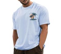 Tee Shirt Homme Marque Col Rond T Shirt D'été Manches Courtes Sportswear, Coton Sport Running T-Shirt Golf Pas Cher Blouse Top(Bleu Ciel,XL)