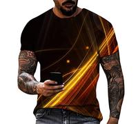 Tee Shirt Homme Marque Col Rond T-Shirt Été Manches Courtes Sportswear, Amazon Mon Compte - Leger Golf Slim Fit Tshirt Grande Taille Pas Cher Blouse Top(Or,3XL)
