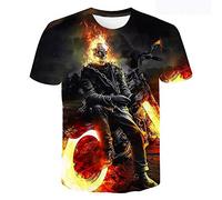 Tee Shirt Homme Mode Homme à Manches Courtes col Rond imprimé numérique 3D Ghost Rider-G_XL