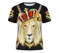 Tee Shirt Homme Mode Impression Numérique 3D Lion Tiger À Manches Courtes Et Col Rond,Jj-17,5XL