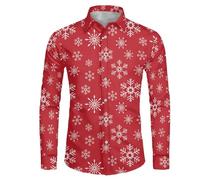 Tee Shirt Homme Noel Chemise Hiver Homme, Manches Longues Et Boutons Décontracté Noël 3D Funky Casual Automne Slim Fit Imprimé Boutonnés avec De Original Générique Décontractée Moche Fantaisie