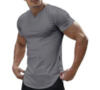 Tee-Shirt Homme Oversize Col Rond À Manches Courtes Tshirt Respirant Coton Extensible Léger Classic Mode Sportswear Hauts Courts Couleur Unie Sport Top D'été T Shirt