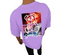 Tee Shirt Homme Oversize Manches Courtes Ours Imprimé T-Shirt Col Rond Cool Hip Hop Hauts Y2K Vintage Été Streetwear Vêtements - New York，Life is A Hurry，Dont Miss The Sunset
