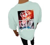Tee Shirt Homme Oversize Manches Courtes Ours Imprimé T-Shirt Col Rond Cool Hip Hop Hauts Y2K Vintage Été Streetwear Vêtements - New York，Life is A Hurry，Dont Miss The Sunset