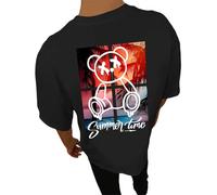 Tee Shirt Homme Oversize Manches Courtes Ours Imprimé T-Shirt Col Rond Cool Hip Hop Hauts Y2K Vintage Été Streetwear Vêtements - New York，Life is A Hurry，Dont Miss The Sunset