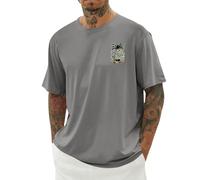 Tee Shirt Homme Oversized Été, Graphic T-Shirts à Manches Courtes Imprimé Palmier Vagues Coucher de Soleil Col Rond Basique Casual Plage Vacances Tops