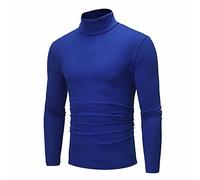 Tee Shirt Homme Sport Manches Longues Marque Col Roulé Pas Cher Chemise Sweatshirt Hommes Respirant Slim Chaud Décontractée Couleur Unie Grande Taille Hauts Tops Pull Printemps Eté Marine M