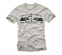 Tee Shirt Homme Vintage Mustang - MAKAYA - QUARTER MILE RACE - Gris - Manches Courtes - 100% Coton L