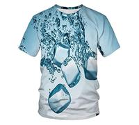 Tee Shirt Homme Water Ice Cube Impression Numérique 3D Col Rond Manches Courtes Lâches,B007,XL