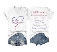 Tee Shirt Humour Femme T-Shirt Manches Courtes col en pour Femme,Haut décontracté avec inspirante,Laissez-Les Vous Mal Comprendre(White,S)