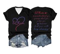 Tee Shirt Humour Femme T-Shirt Manches Courtes col en pour Femme,Haut décontracté avec inspirante,Laissez-Les Vous Mal Comprendre(Black,M)