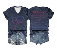 Tee Shirt Humour Femme T-Shirt Manches Courtes col en pour Femme,Haut décontracté avec inspirante,Laissez-Les Vous Mal Comprendre(Navy,L)