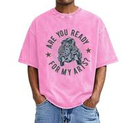 Tee Shirt Humour Homme - T-Shirt délavé à imprimé Graphique Vieilli pour Homme Design Tendance Streetwear Confortable et décontracté en Coton léger