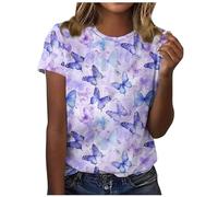 Tee Shirt Imprimé Alzheimer Femmes T-Shirts Manches Courtes Femme Chemises Légers Imprimé Fleuri Grande Taille Hauts pour Vacances Chemisier Tunique Confortable Tops Décontractés Streetwear