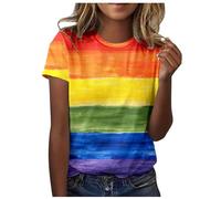 Tee Shirt Imprimé Arc-en-Ciel du Mois De La Fierté Gay Pride T-Shirt Femme Col Rond LGBT T-Shirt à Manches Courtes égalité des Sexes T-Shirts D'été pour Femme Homosexuelle Haut