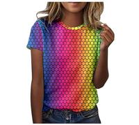 Tee Shirt Imprimé Arc-en-Ciel du Mois De La Fierté Gay Pride T-Shirt Femme Col Rond LGBT T-Shirt à Manches Courtes égalité des Sexes T-Shirts D'été pour Femme Homosexuelle Haut