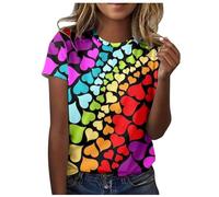 Tee Shirt Imprimé Arc-en-Ciel du Mois De La Fierté Gay Pride T-Shirt Femme Col Rond LGBT T-Shirt à Manches Courtes égalité des Sexes T-Shirts D'été pour Femme Homosexuelle Haut