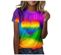 Tee Shirt Imprimé Arc-en-Ciel du Mois De La Fierté Gay Pride T-Shirt Femme Col Rond LGBT T-Shirt à Manches Courtes égalité des Sexes T-Shirts D'été pour Femme Homosexuelle Haut