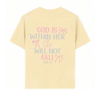 Tee-shirt imprimé pour préadolescentes "Dieu est en elle, elle ne tombera pas Psaume 46:5", doux et confortable, convient pour les voyages, les vacances, les sports de plein air, le port quotidien, un