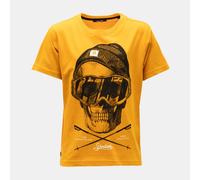 Tee Shirt Jaune Coton Imprimé Squelette Skieur Enfant Deeluxe 74