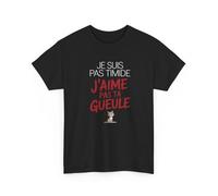 Tee Shirt Je Suis Pas Timide J’Aime Pas Ta Gueule - T-shirt Chat Sarcastique Humour - Cadeau Drôle