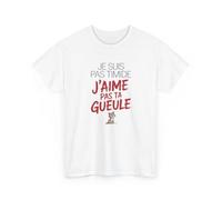 Tee Shirt Je Suis Pas Timide J’Aime Pas Ta Gueule - T-shirt Chat Sarcastique Humour - Cadeau Drôle